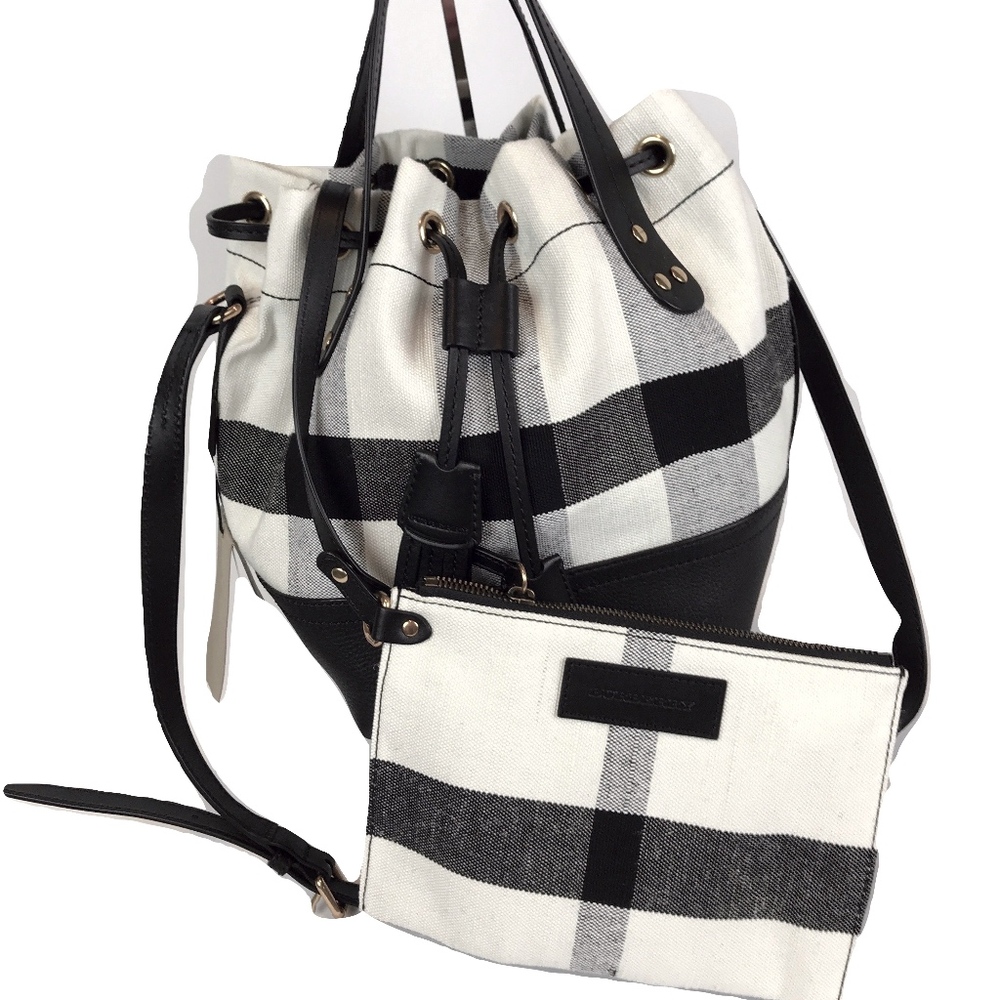 NWT BURBERRY GRAINY CANVAS CHECK SMALL HESTON BAG